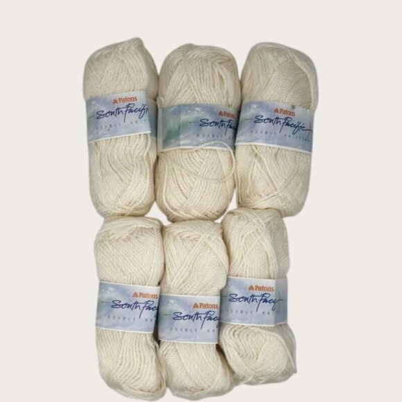 Patons South Pacific Double Knitting Yarn Lot of 6 Skeins Cream Color New - Picture 2 of 3